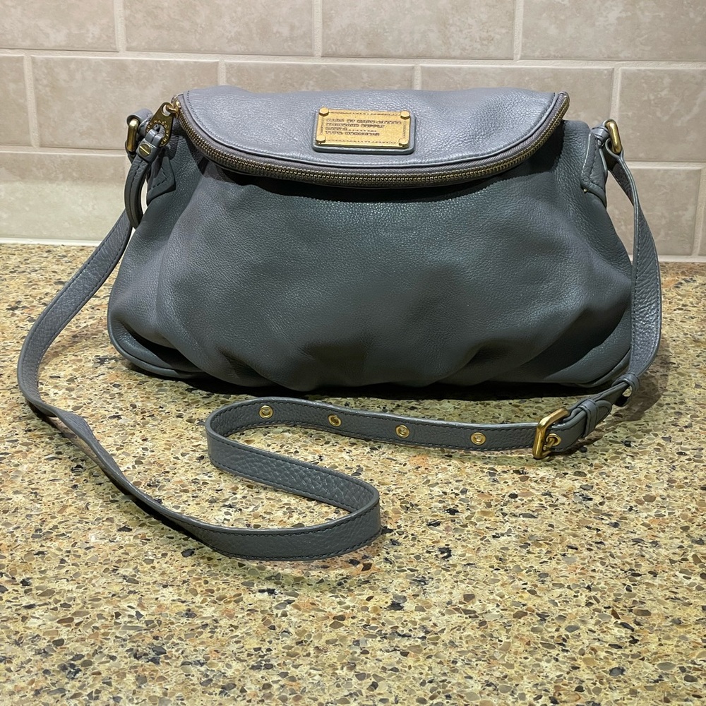 Marc Jacobs Slate Gray Leather Shoulder Bag